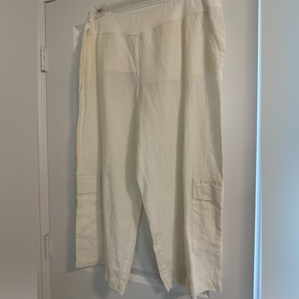 Eileen fisher white crop cargo pants